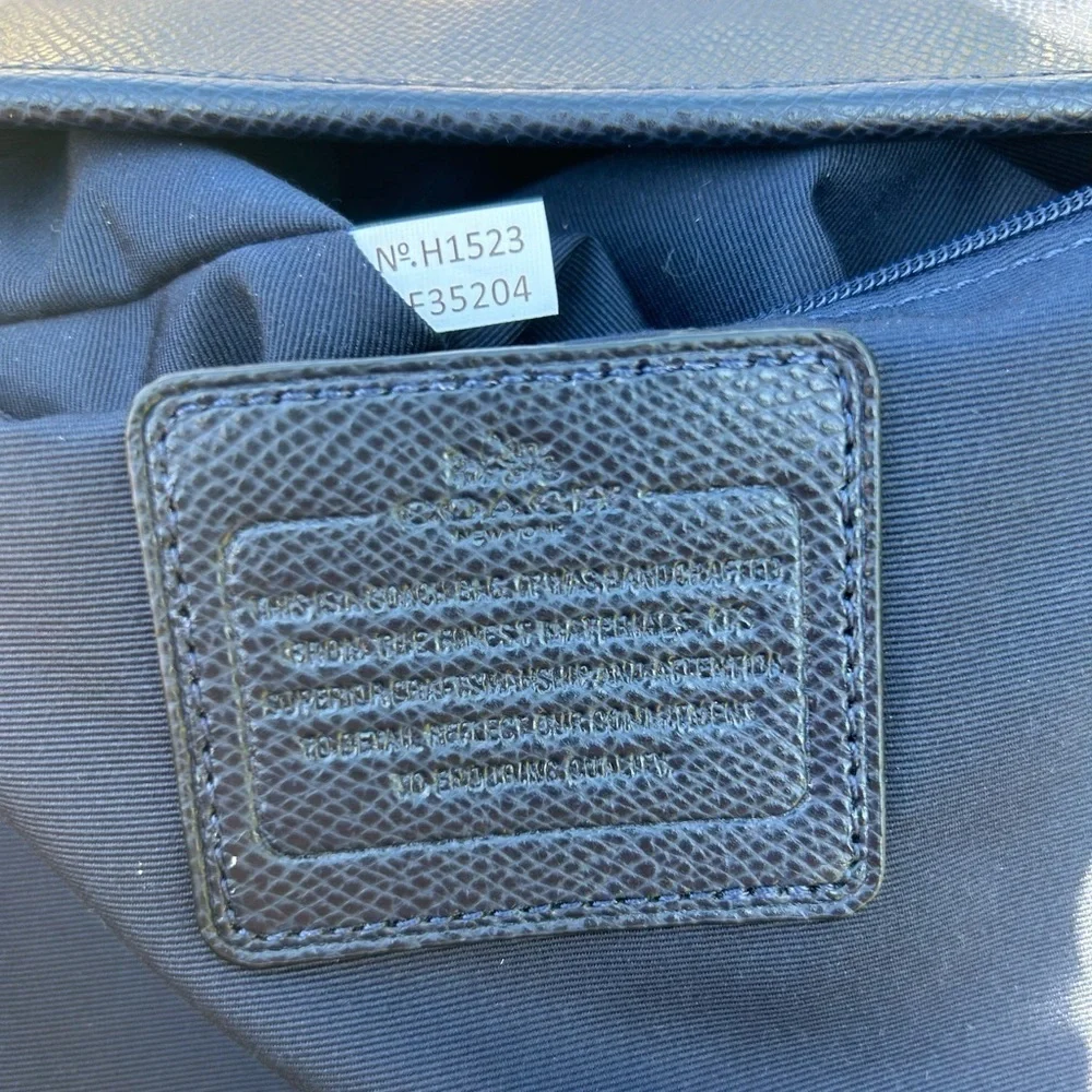 Coach Zip Top Tote F35204 Midnight Blue Crossgrain Leather